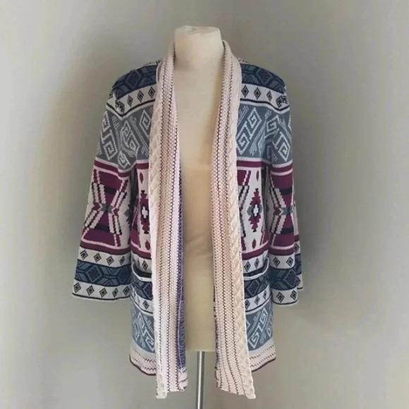 FOREVER 21 Multicolor Cotton Blend Cardigan with Geometric pattern Size M - Picture 1 of 4